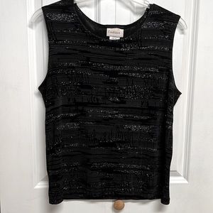 Vintage Tradition Black Silver Sparkly Sleeveless Acetate Blend Cami Top Size